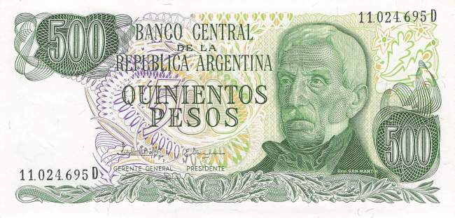 Argentinien p303c D 500 Pesos 1977